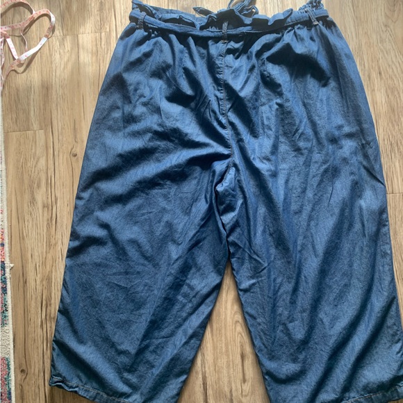 Eloquii size 20 high rise / wide leg -chambray  - cotton blend ankle pants - Picture 10 of 10